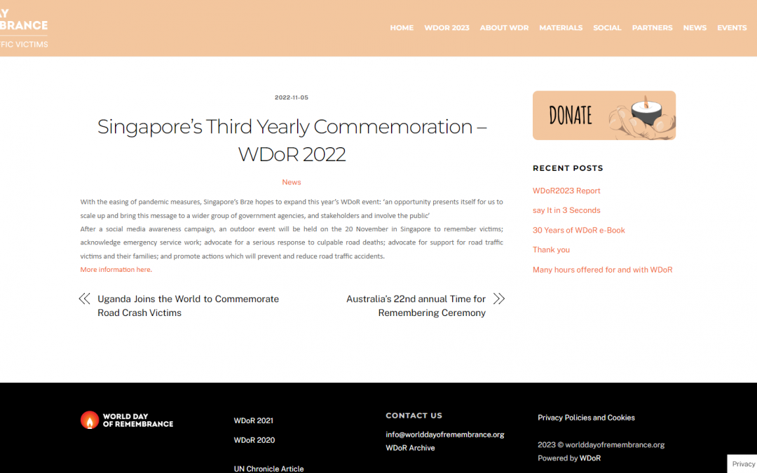 World Day of Remembrance 2022 Official News Coverage of Singapore’s Third Yearly Commemoration